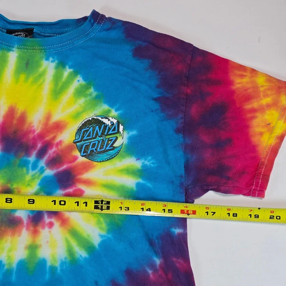 Santa Cruz Skateboards Tie Dye T-Shirt Kids Medium 10/12 Vintage Y2K Skater Logo